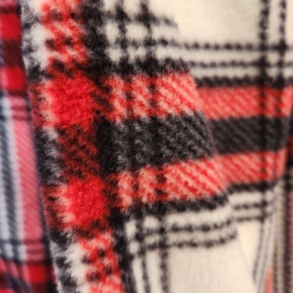 PajamaGram Mens Fleece Pajama Set XL Red White Plaid Long Sleeve Wide Leg PJs - Picture 6 of 16